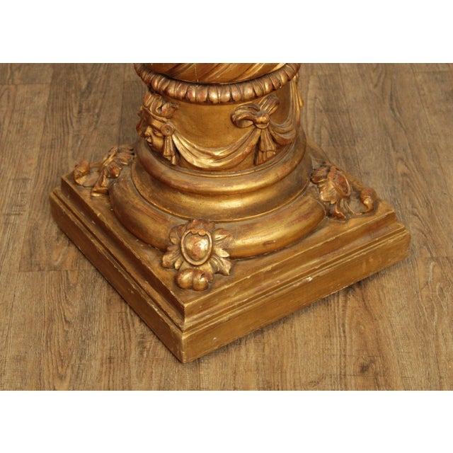 Late 19th Century Antique 19th Century Italian Neoclassical Carved Giltwood Marble Top Pedestal For Sale - Image 5 of 13