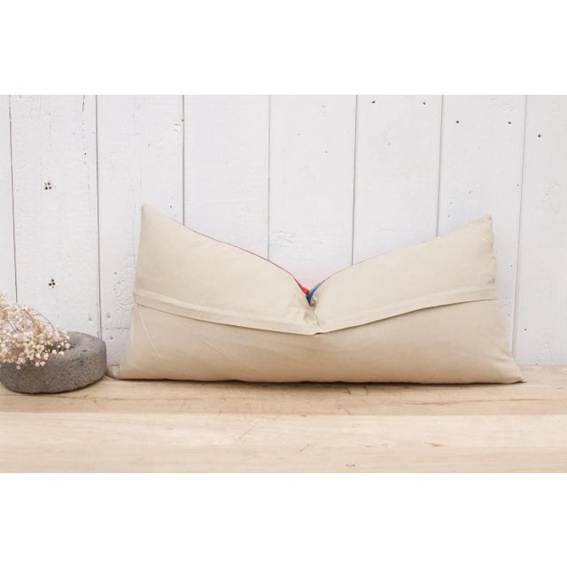 Red Swati Embroidered Phulkari Pillow Cover For Sale - Image 8 of 10