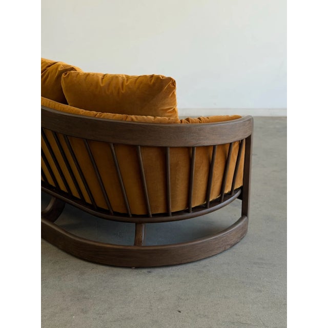 1970s Sculptural Oak Barrel Back Sofa Attributed to Howard Furniture For Sale - Image 15 of 15