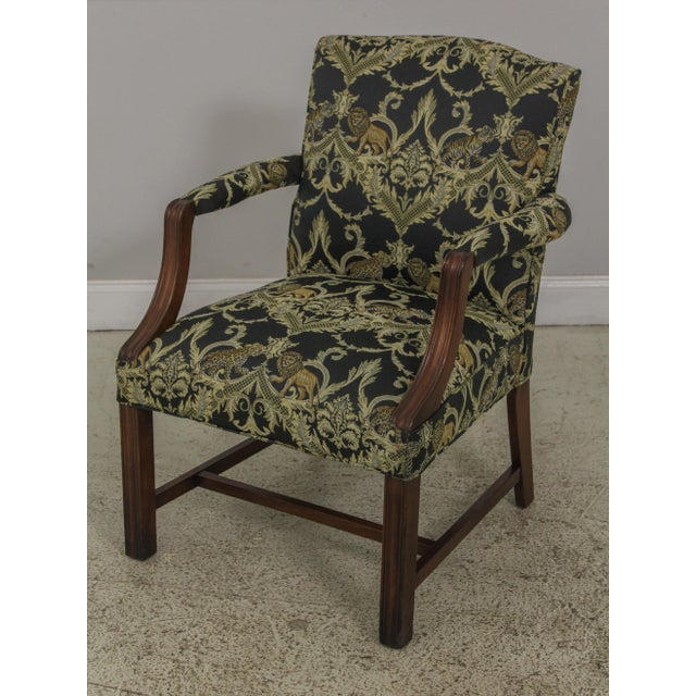 Vintage Chippendale Style Upholstered Open Armchair For Sale - Image 13 of 13