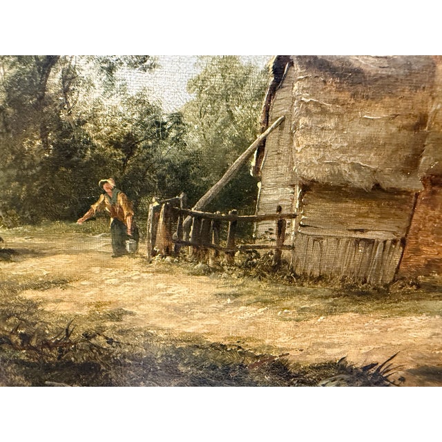 Gold Mid 19th Century John James Wilson 1818 - 1875 Farmhouse at Nutfield Surrey Oil Painting For Sale - Image 8 of 15