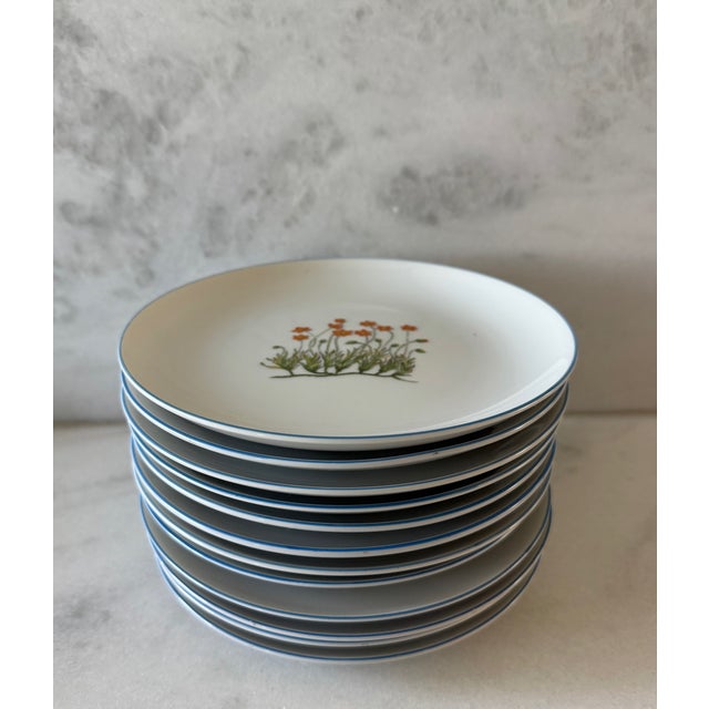 Set of 12 Vintage Takahashi Japan Lunch Plates With Botanical Designs For Sale - Image 14 of 17