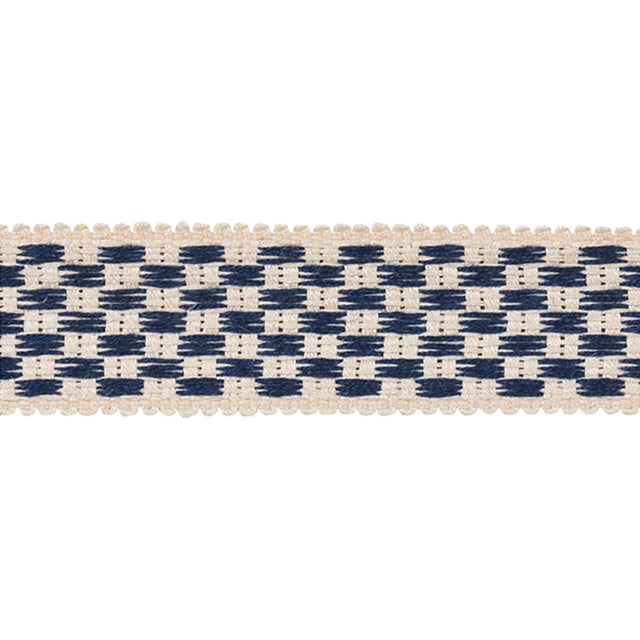 Sample - Schumacher Crawford Check Tape Medium in Indigo For Sale