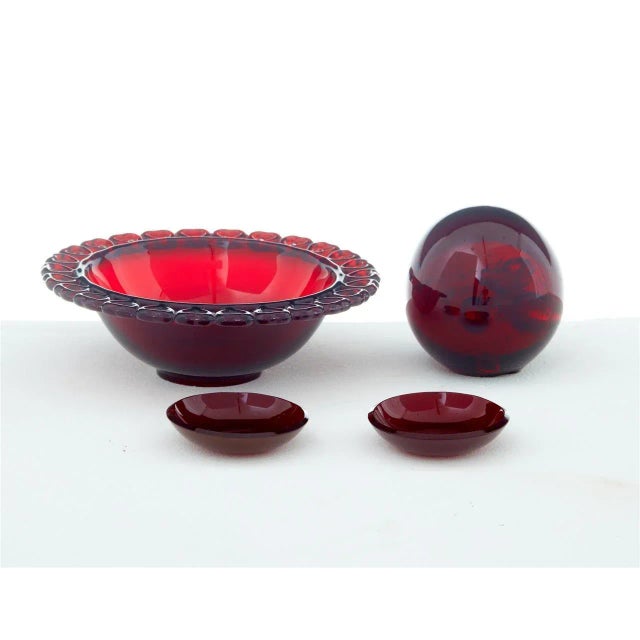 1950s Scandinavian Red Art Glass by Monica Bratt, 1950s, Set of 4 For Sale - Image 5 of 5
