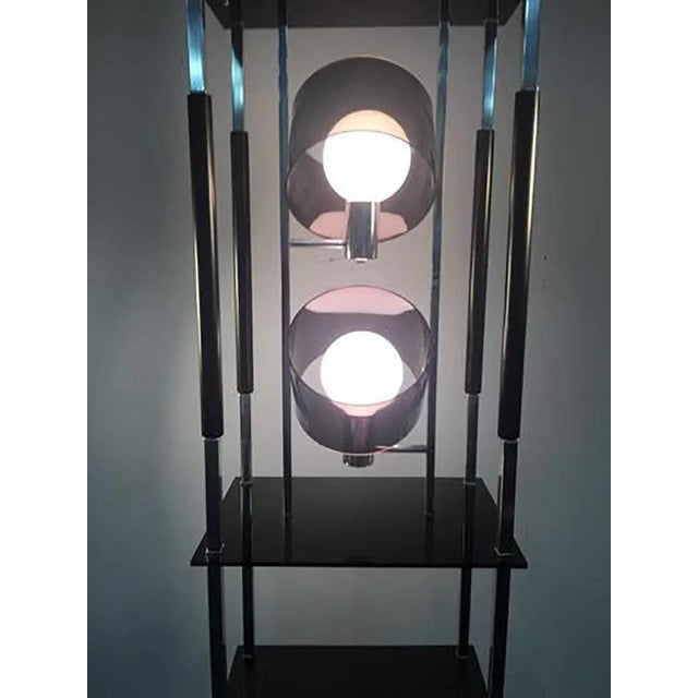 Modern 1970s Modernist Smoky Lucite and Chrome With Shelving Floor Lamp For Sale - Image 3 of 5