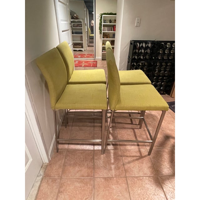 Set of 4 Trica Mancini Counter Stools in Knoll Fabric Chairish