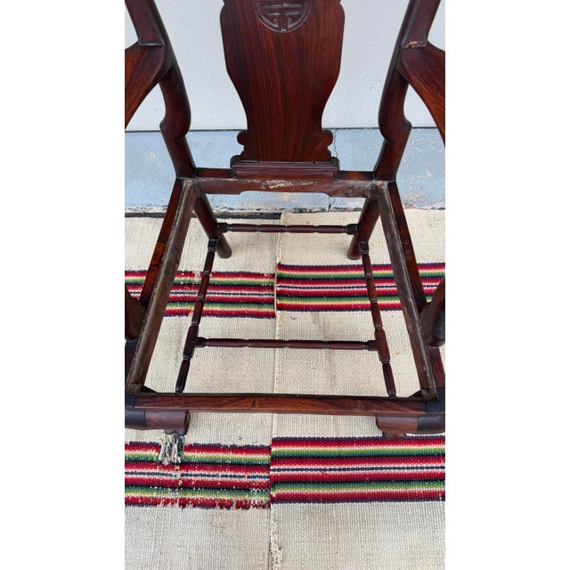 A Very Fine Antique Chinese Export Hongmu Queen Anne Arm Chair, 18th Century For Sale - Image 12 of 18