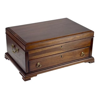 1970s Henkel Harris Virginia Galleries Solid Wild Black Cherry Jewelry Chest For Sale