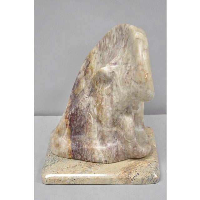 Vintage Seymour Shuren Modernist Pink Carved Marble Abstract Figure Sculpture For Sale - Image 14 of 18
