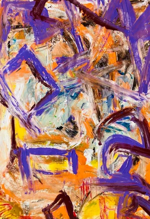 “Checkers” Original Contemporary Abstract Painting by Erik Sulander 27x36, Nft Included