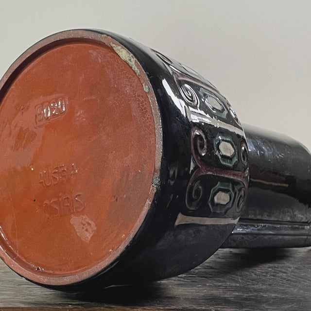 Black Antique Austrian Art Nouveau Jugendstil “Osiris” Hand Painted Ceramic Vase, Stamped For Sale - Image 8 of 9