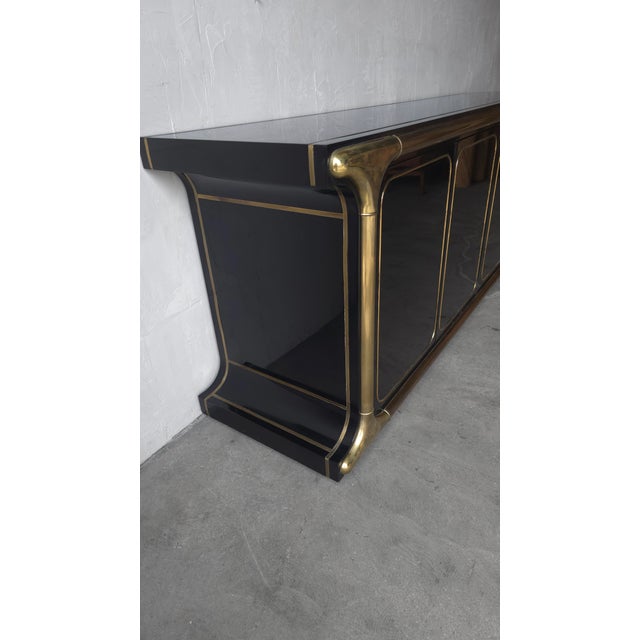 Metal Black Lacquer and Brass Sideboard by Mastercraft For Sale - Image 7 of 11