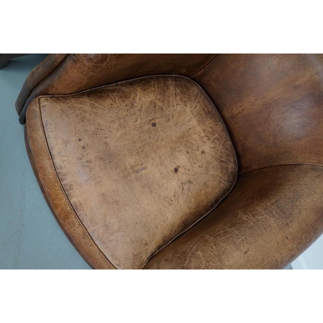 Vintage Dutch Cognac Colored Leather Club Chairs, Set of 2 For Sale - Image 10 of 18