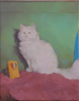 White Cat Art Print by Michelle Farro