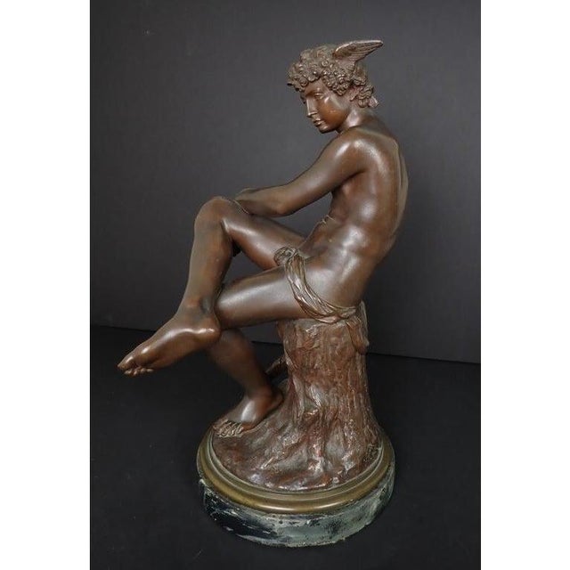 19th Century French Sculpture of a Seated Mercury by Pierre Marius Montagne For Sale - Image 9 of 11