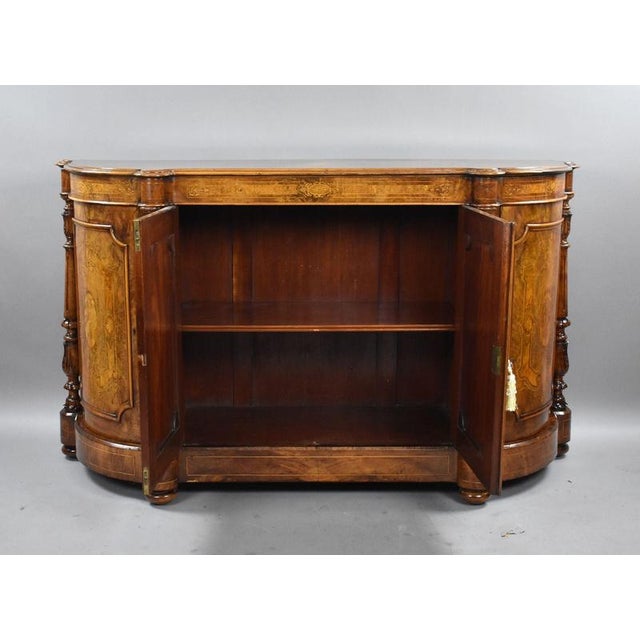 Wood Victorian Burr Walnut Marquetry Credenza, 1860 For Sale - Image 7 of 10