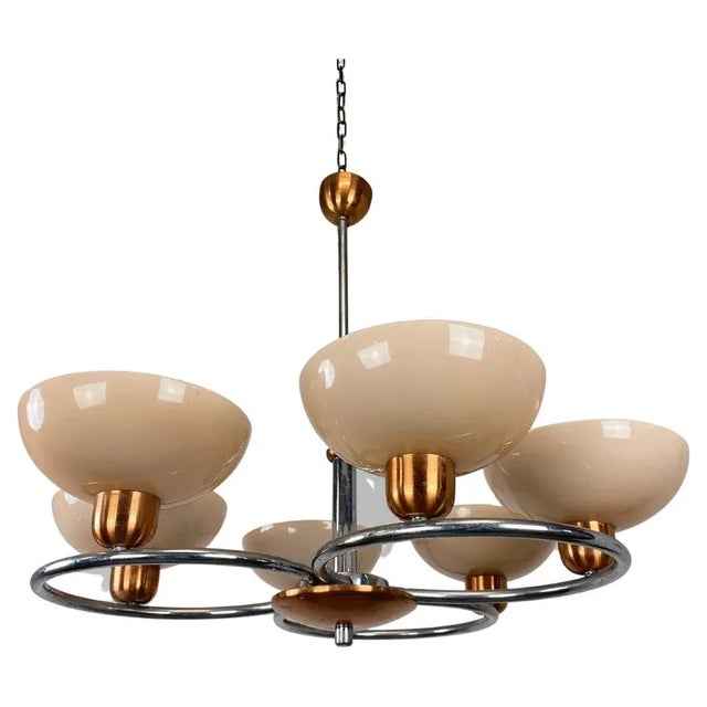 Art Deco Pink Chandelier, 1930s For Sale - Image 10 of 10