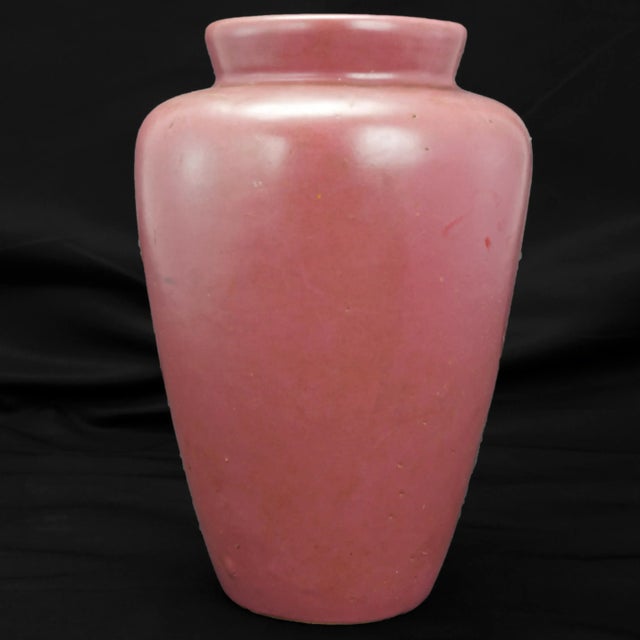 Zanesville Arts & Crafts Matte Burgundy Glaze Stoneware Vase With