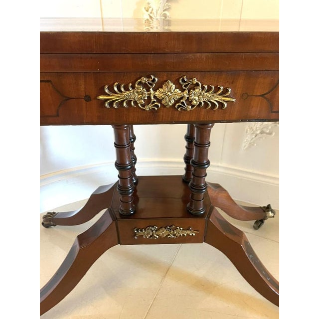 Regency Figured Mahogany Console Table with Gilded Brass Mounts, 1830s For Sale - Image 9 of 18
