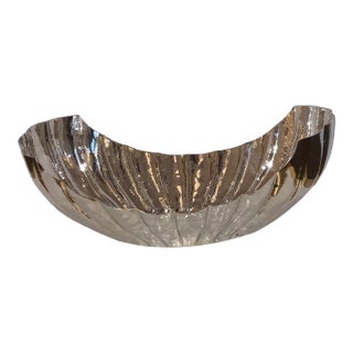 Modern Polished Nickel Channeled Boat Bowl For Sale