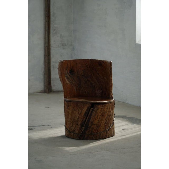 Swedish Hand Carved Stump Chair in Pine, 1920s For Sale - Image 4 of 18