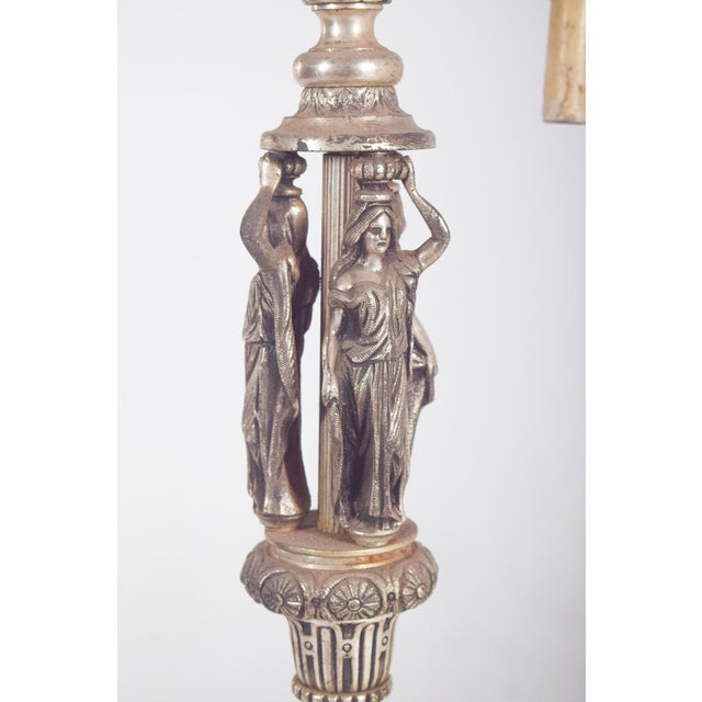 French Silvered Metal Floor Lamp with Four Lights, 1920 For Sale - Image 4 of 11