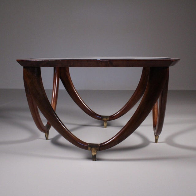 Wooden and Glass Coffee Table by Melchiorre Bega, 1950s, in Very Good conditions. Designed 1950 to 1959 I have official...