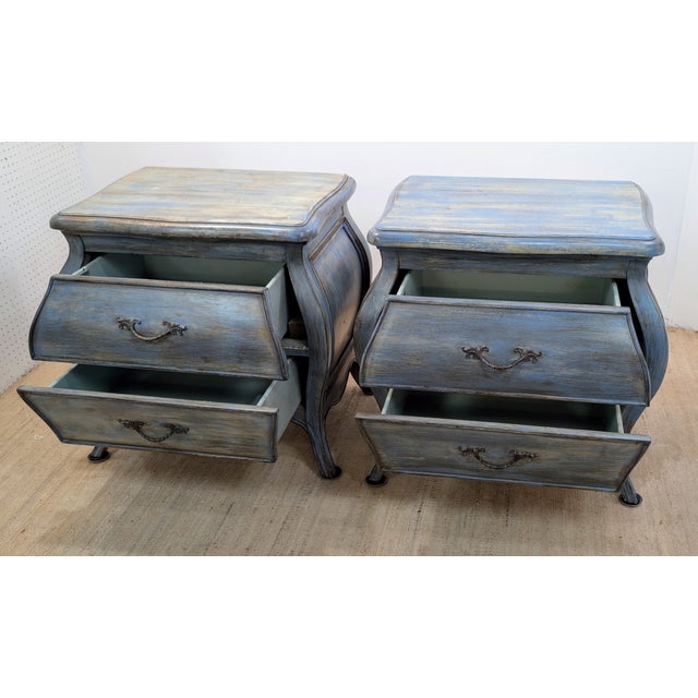 Wood Kravet - Pair of Custom Shabby Chic Nightstands For Sale - Image 7 of 12