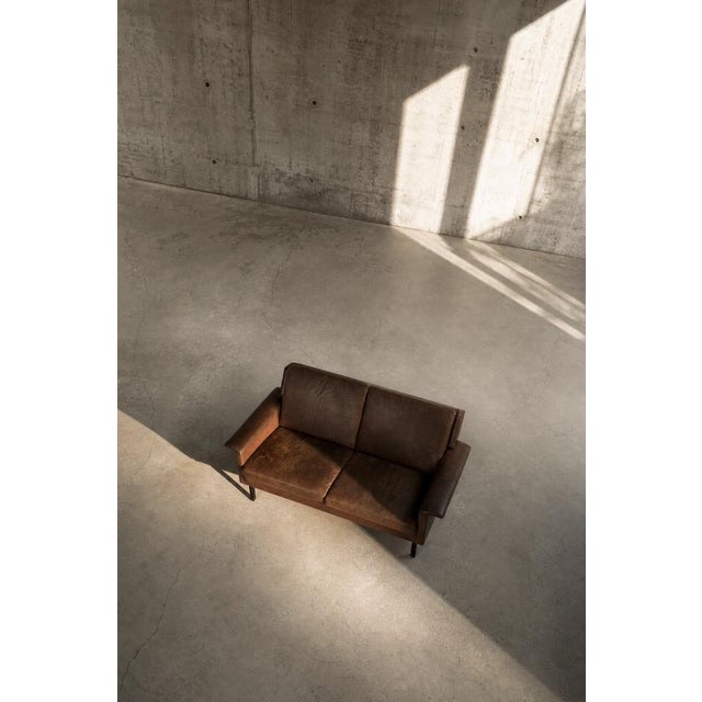 Brown Vintage Scandinavian Two-Seater Sofa in Brown Leather by Arne Vodder for Fritz Hansen, 1960s For Sale - Image 8 of 18