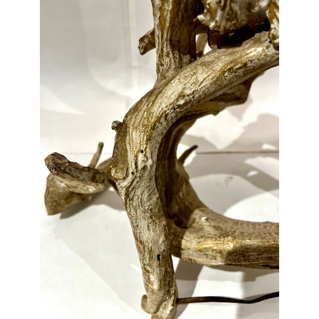 MCM Vintage Driftwood Lamp Table Desk Lamp Organic Coastal Decor Original Finial For Sale - Image 4 of 10
