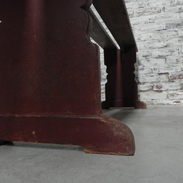 Industrial Vintage French Pine Bench, 1960s For Sale - Image 3 of 17