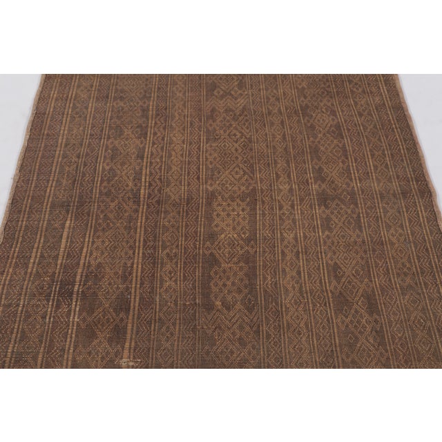 Rug & Kilim Vintage Tuareg Square Mat in Brown and Gold With Geometric Patterns- Rug & Kilim For Sale - Image 4 of 10
