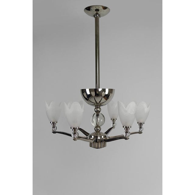Art Deco Modernist Chrome Chandelier, France, 1930s For Sale - Image 18 of 18