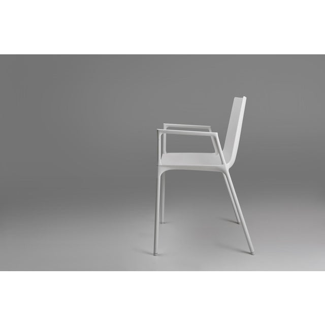 Mid-Century Modern 21th Century White Design Chair with Armrests, Belgium For Sale - Image 3 of 11