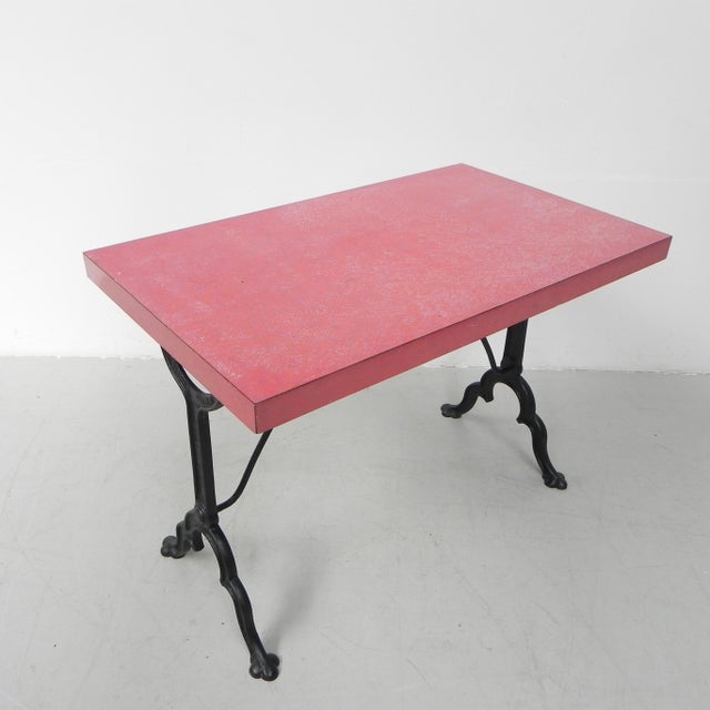 Industrial Bistro Table with Cast Iron Base, 1930s For Sale - Image 3 of 18