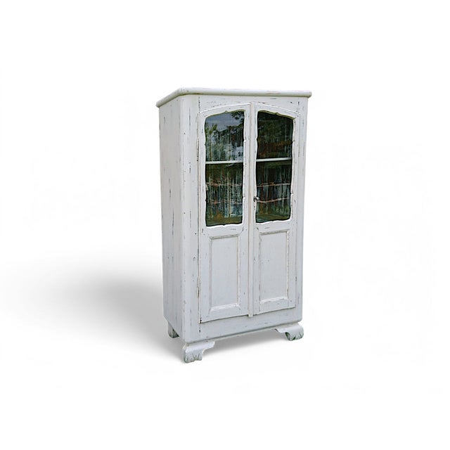 Antique Wooden Display Cabinet with Original Beveled Glass and Lived-in Patina, 1890s For Sale - Image 4 of 9