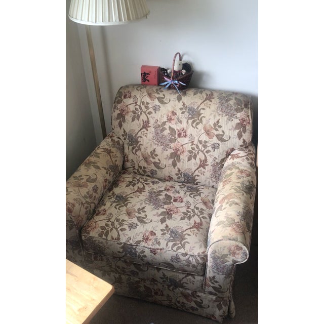 Art Deco Upholstered Vintage Floral Armchair For Sale - Image 3 of 3