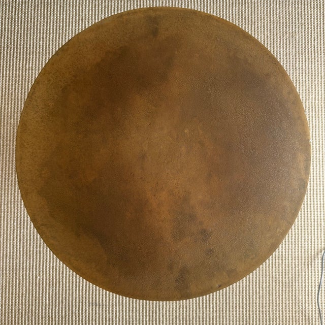 Distressed Metal Side Table With Antique Finish For Sale In Los Angeles - Image 6 of 6