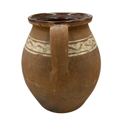 This antique two-handle terra cotta vessel from Hungary is a wonderful addition to any Farmhouse decor. The rustic pottery...