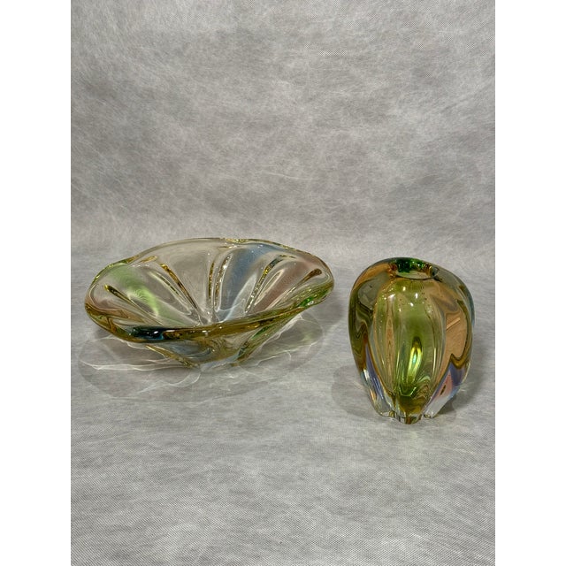 Pizzicato Vase and Bowl attributed to Hana Machovská for Mstišov/Karlovarske Sklo, 1959, Set of 2 For Sale - Image 11 of 11