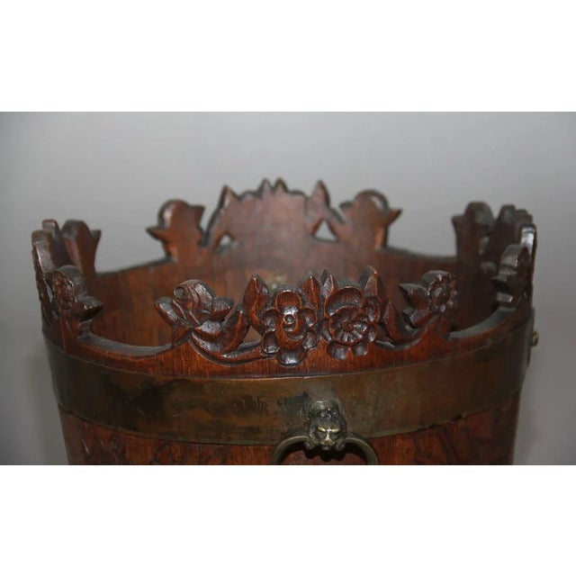 19th-Century Carved Oak Basket on Stand For Sale - Image 3 of 11