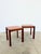 Square teak side table from the 1970s, Danish Scandinavian design. Solid teak frame and legs, warm-toned teak veneer top....