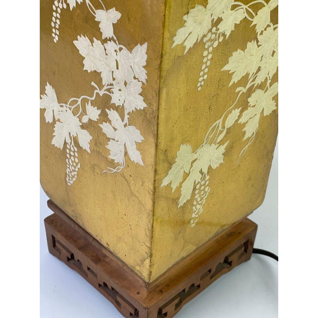 Vintage Gold-Leaf Chinoiserie Ceramic Grapevine Table Lamp For Sale - Image 10 of 18