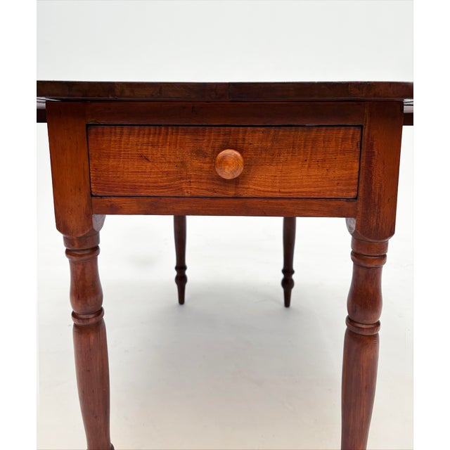 Mid 19th Century Cherry Drop Leaf Table With Single Drawer For Sale - Image 4 of 12