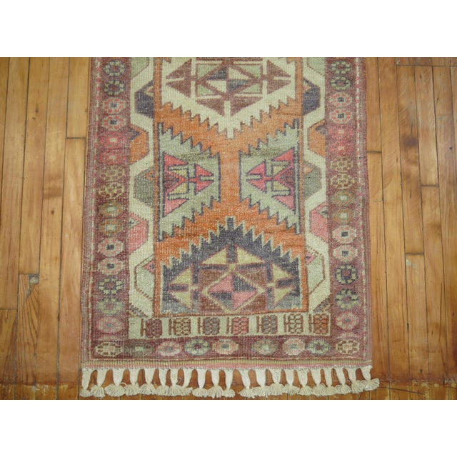 20th Century Long Orange Turkish Anatolian Geometric Runner For Sale - Image 14 of 18