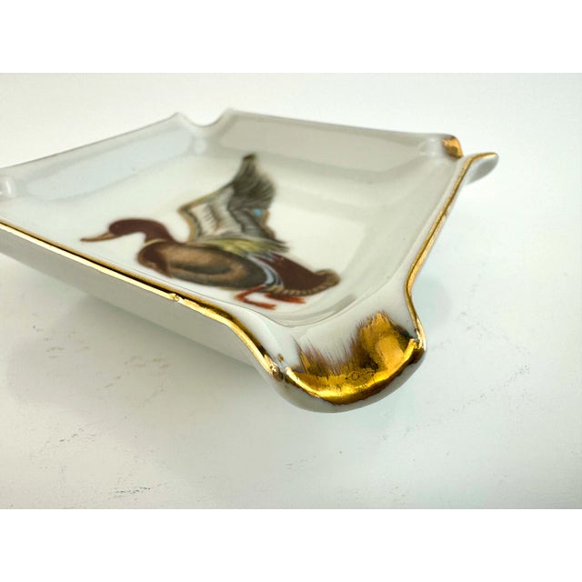 Gold Vintage Mid-Century German Porcelain Duck Ashtray With Gilded Trim For Sale - Image 8 of 13