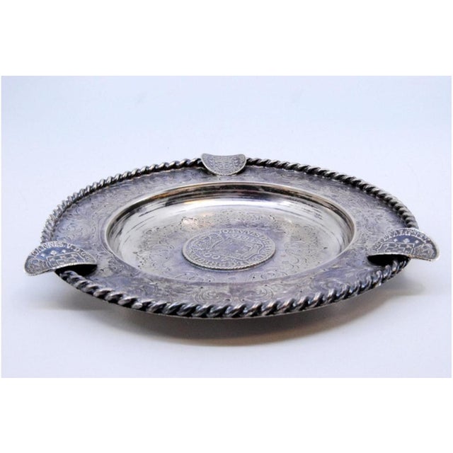 Silver Ashtray with Engravings, Ropes and D João Coins For Sale - Image 6 of 9