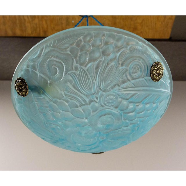1930s French Art Deco Lustre Blue Glass Pendant, 1930 For Sale - Image 5 of 10