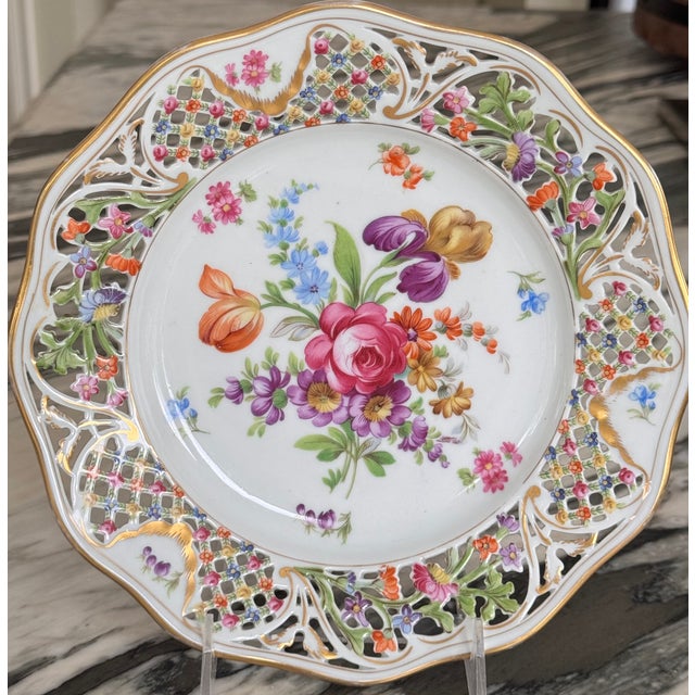 LastCHANCE!Vintage Schumann Bavaria Chateau Pattern Compote and Luncheon Plate - A Pair For Sale - Image 16 of 17