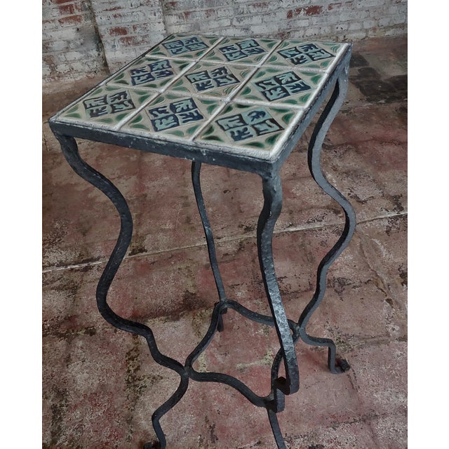 1920s Spanish Revival Tile Top Wrought Iron Plant Stand Chairish